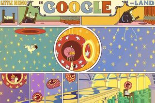 Colourful comic strip about a boy's adventures