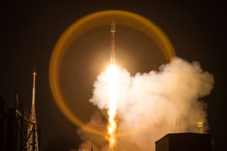 An Arianespace Soyuz rocket launches 34 new OneWeb internet satellites into orbit from Baikonur Cosmodrome, Kazakhstan on March 21, 2020. 