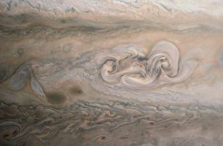 Clyde's Spot on Jupiter, as imaged by NASA's Juno spacecraft in April, 2021.