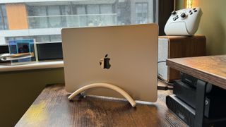 BookArc Flex MacBook stand from Twelve South on a desk