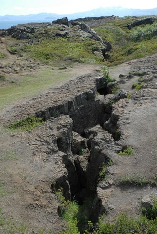 The crack that divides East from West. On one side is the North American Plate, on the other is the Eurasian Plate.