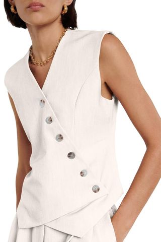 Cicy Bell Womens Waistcoat Vest Sleeveless Blazers V Neck Button Up Asymmetrical Hem Work Office Suit Vests