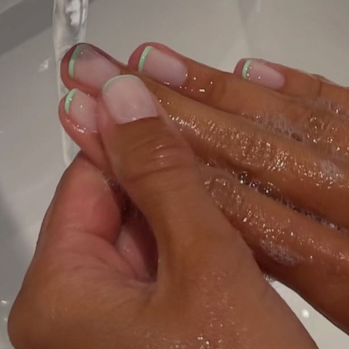 Matcha French-Tip Nails