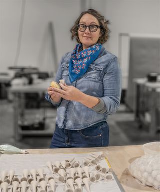 Jen Rose with her ceramic Bee Cups