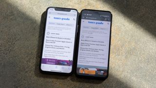 The iPhone 11 Pro (left) can achieve a peak brightness more than 300 nits higher than the Pixel 4.