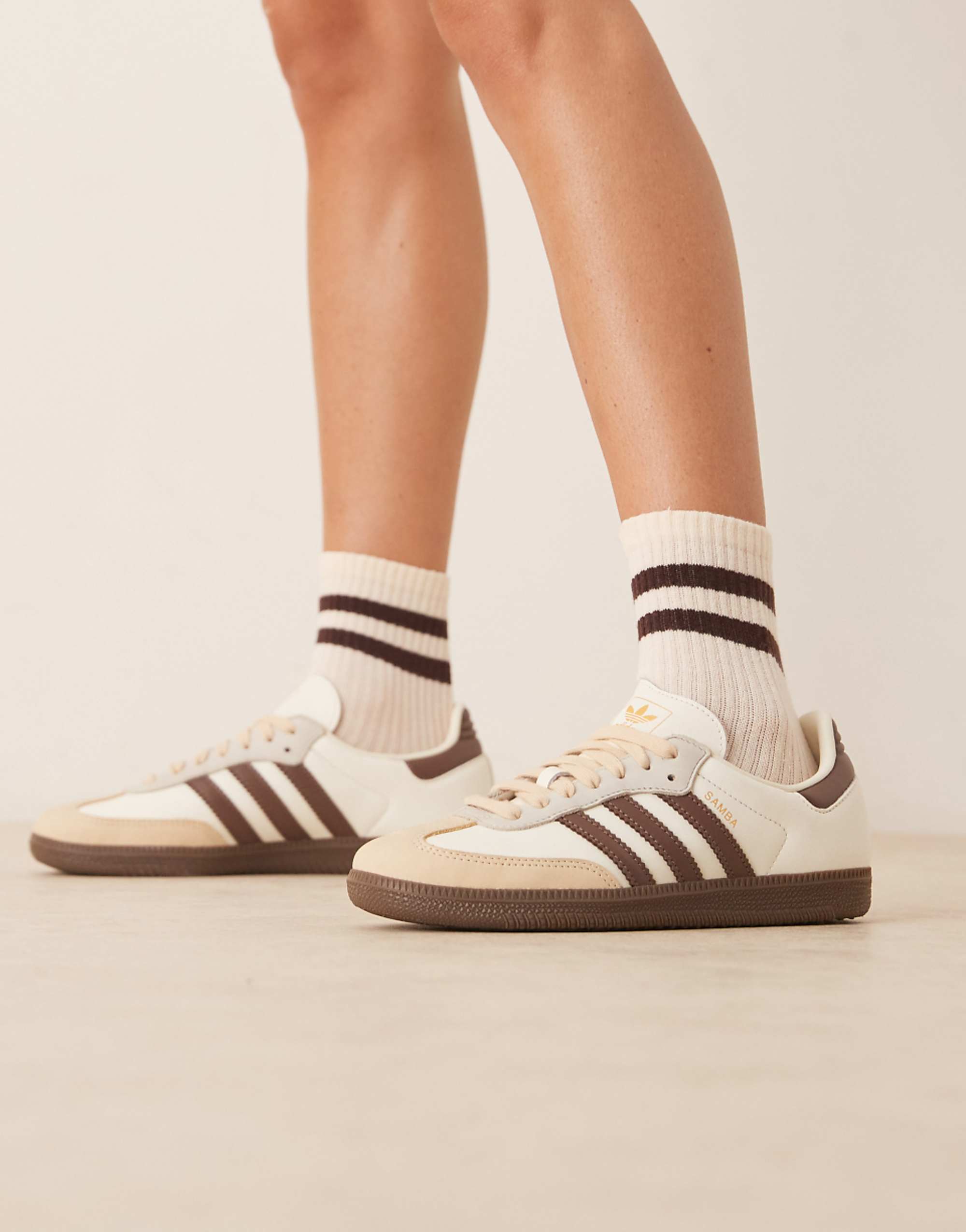 Adidas Originals Samba Og Trainers in Cream and Brown