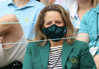 Heidi Ueberroth wearing a face mask at the 2020 Masters
