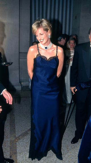 Princess Diana attends Met Gala at Metropolitan Museum of Art on January 1, 1995