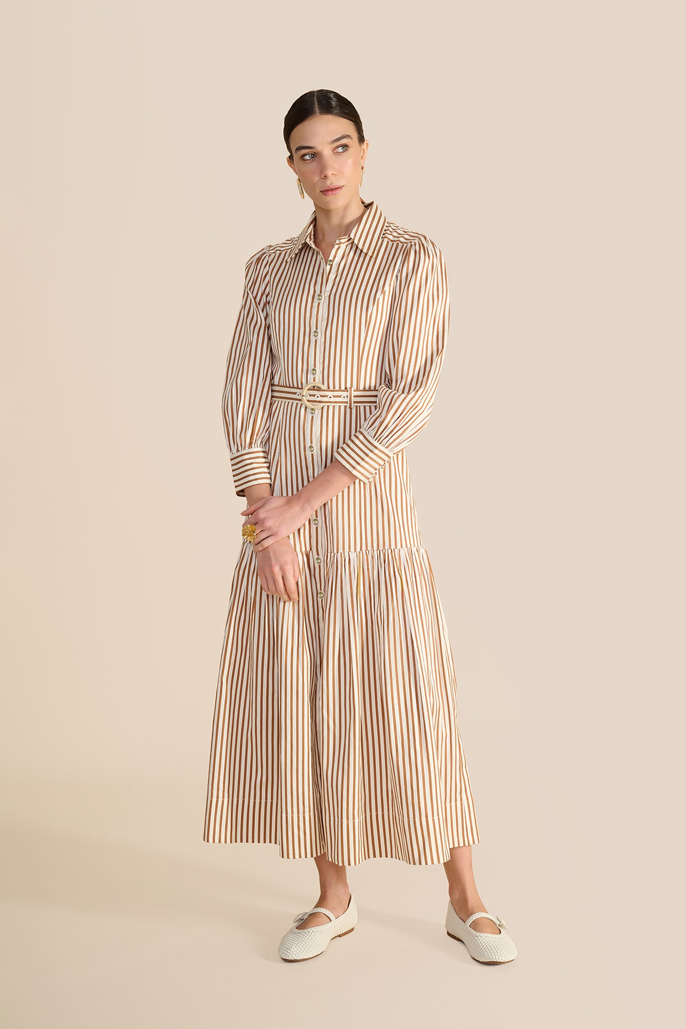 Helena Toffee Stripe Dress - Uk 6 / Us 2