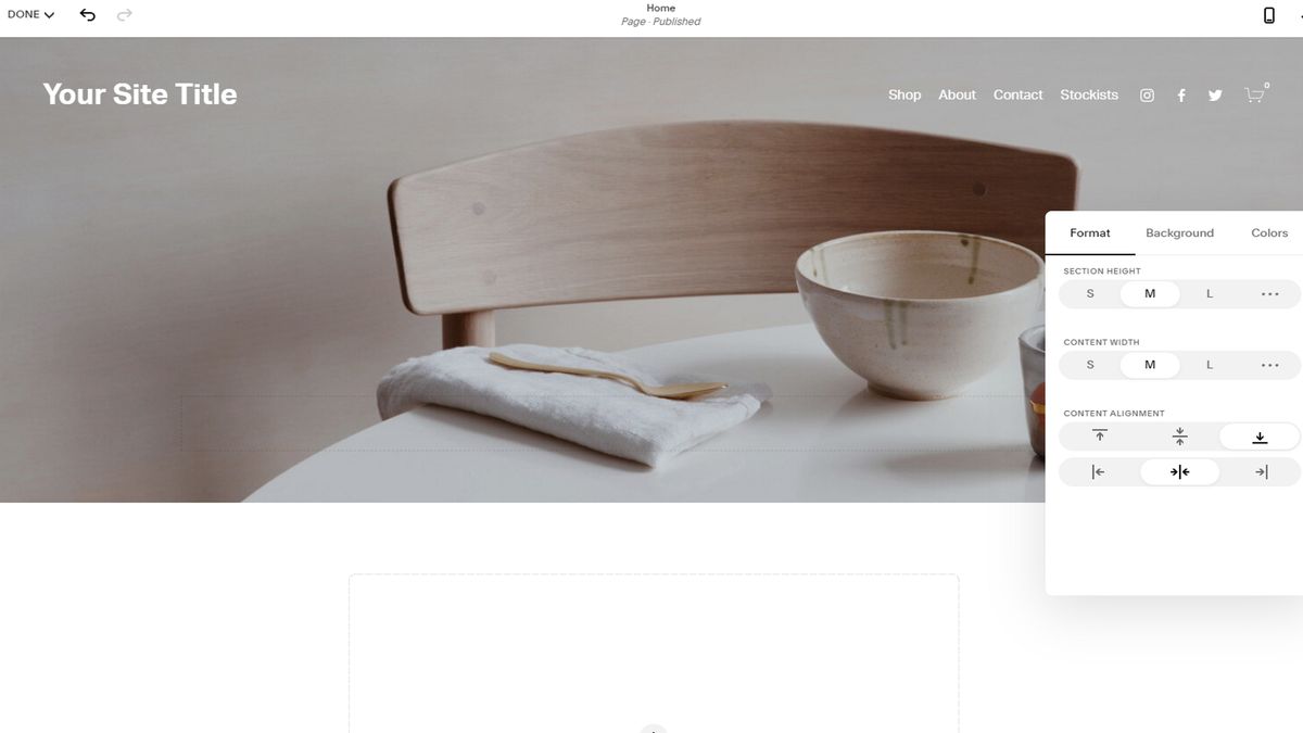 Squarespace&amp;#039;s website editor in use