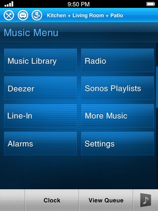Sonos cr200 main menu