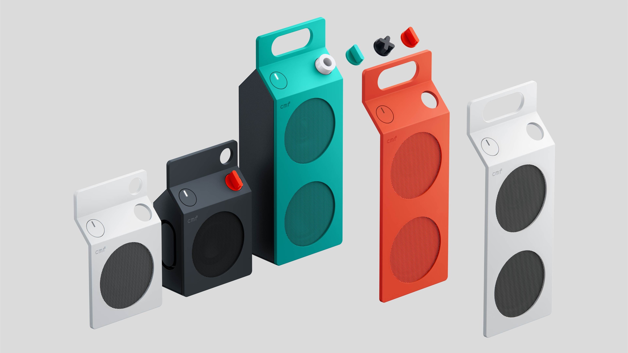 Both speakers feature modular, swappable components