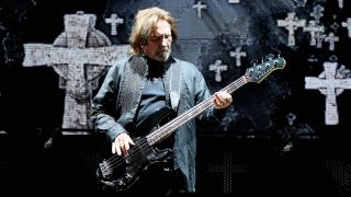 Geezer Butler, ofBlack Sabbath performs at Ozzfest 2016 at San Manuel Amphitheater on September 24, 2016 in Los Angeles, California.