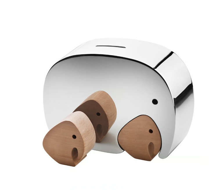 elephant money box with two baby elephants