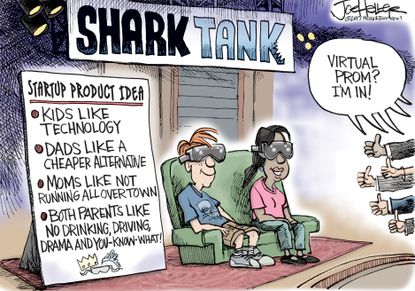 Editorial Cartoon U.S. Prom technology parenting