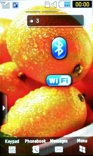 The samsung jet s8000 home screen