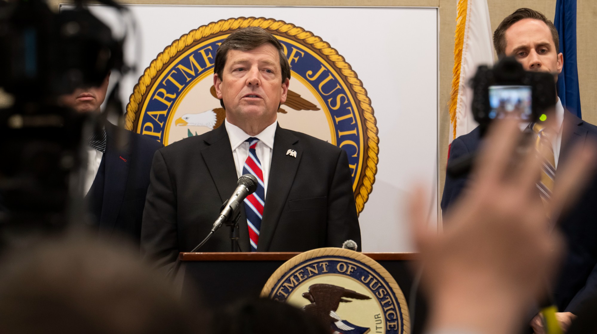 WASHINGTON, DC - MAY 13: Interim U.S. attorney for the District of Columbia Ed Martin speaks during a press conference on May 13, 2025 in Washington, DC. (Photo by Craig Hudson For The Washington Post via Getty Images)
