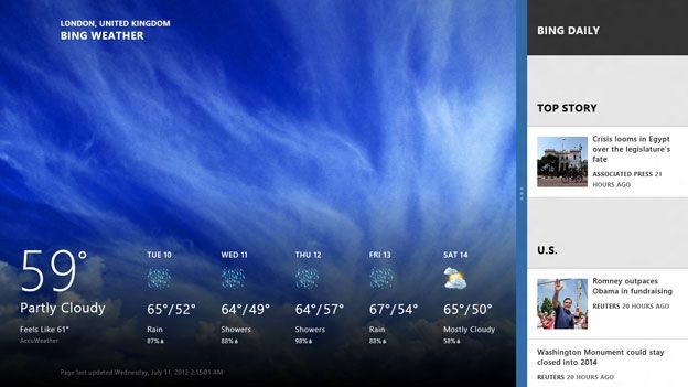Windows 8 Screenshots: Weather