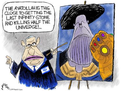 Political cartoon world Netanyahu Israel Iran nuclear deal Ayatollah Khamenei
