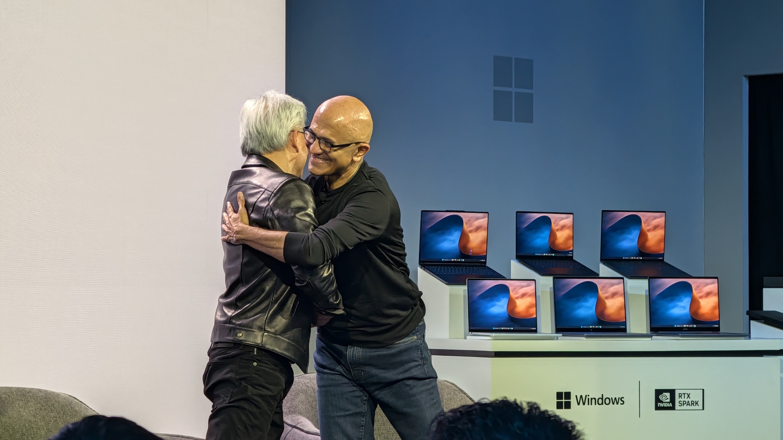 Jensen x Nadella at Surface Laptop Ultra vent