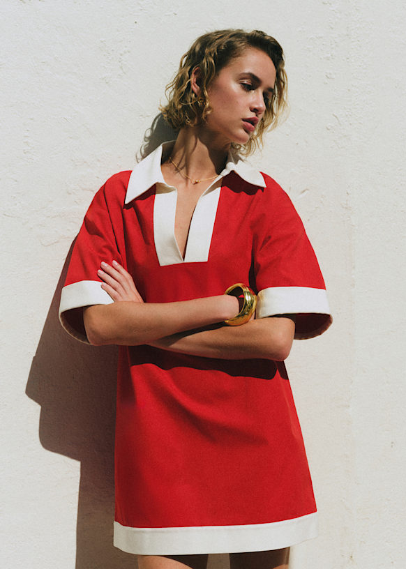 Brittia Dress - Red - Organic Cotton - Organic Textile - S&amp;eacute;zane