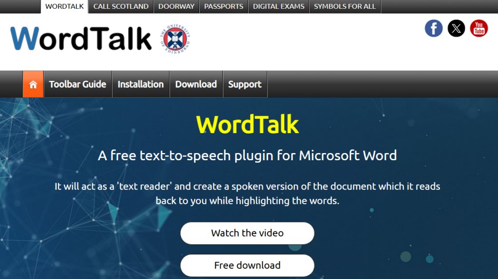 Website screenshot of WordTalk (January, 2026)