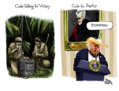Political cartoon U.S. Trump Native Americans Pocahontas