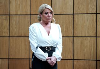 Sharon Watts in the witness stand at Dean Wicks' trial