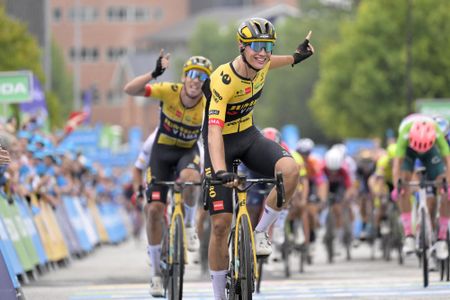 PostNord Danmark Rundt Tour of Denmark 2022 3rd stage Otterup Herning 2392 km 18082022 Olav Kooij NED Team Jumbo Visma Christophe Laporte FRA Team Jumbo Visma photo Szymon GruchalskiSprintCyclingAgency2022