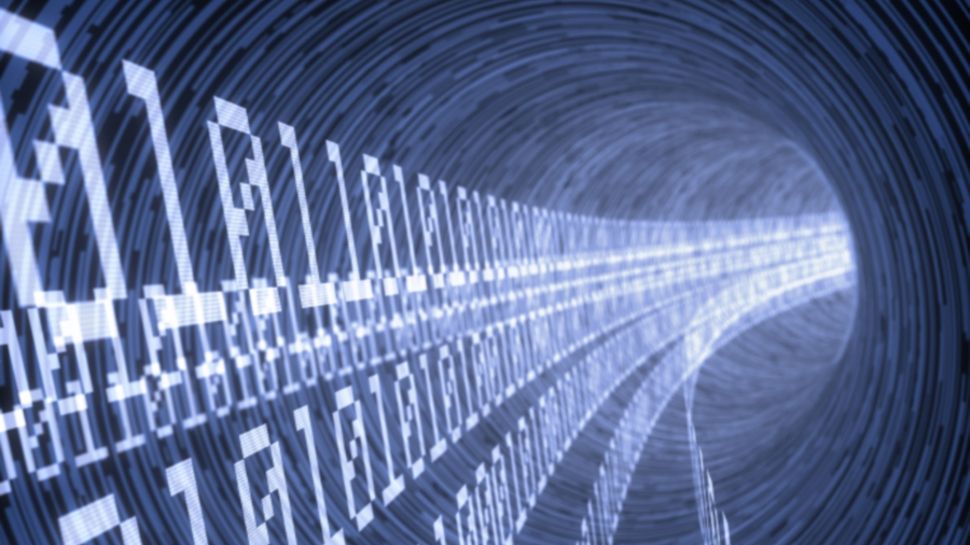 An abstract of data moving in a tunnel