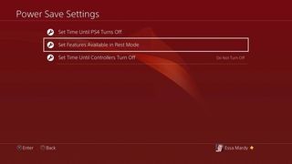 The features of the PlayStation 4 Rest Mode settings