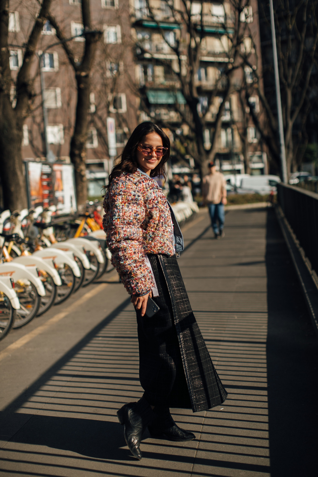 A woman at fashion wearing a puffer jacket outfit