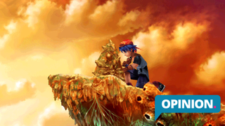 Chrono Cross, Serge looking at a grave on a cliff