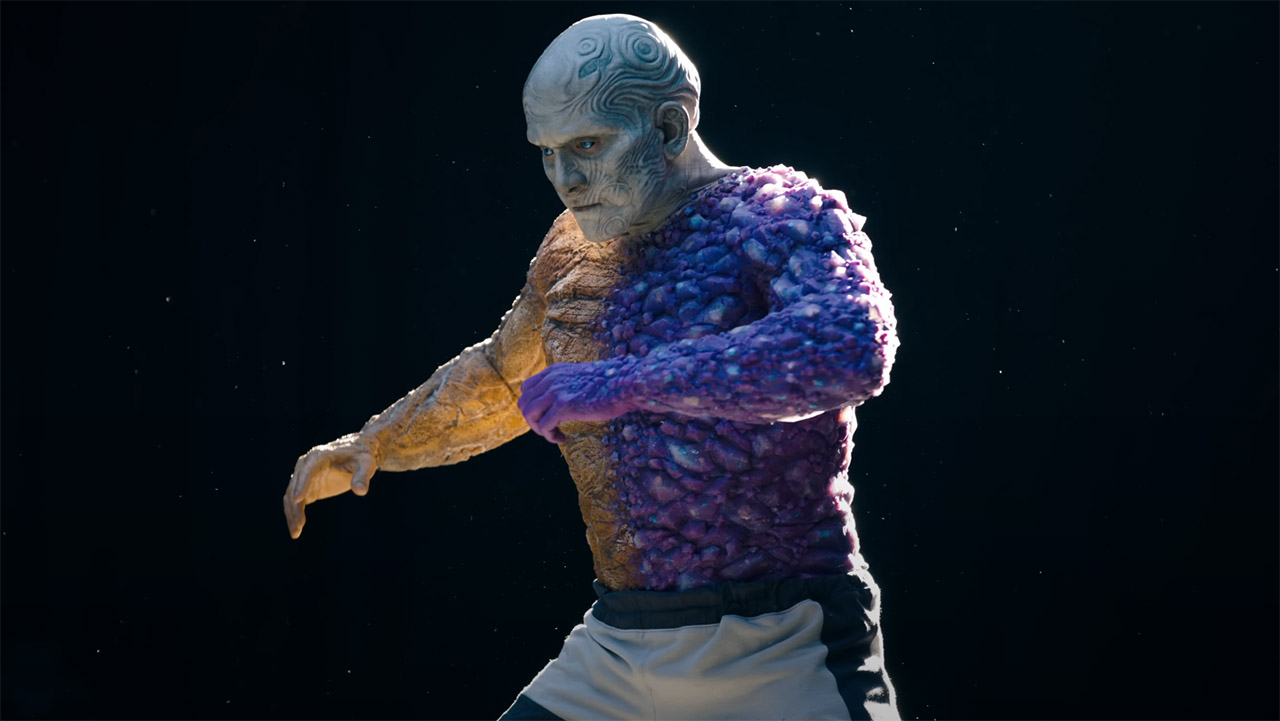 A behind the scenes shot of Anthony Carrigan's Metamorpho in Superman