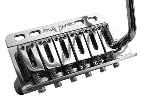 Super-Vee's BladeRunner tremolo hinges around a small insert of industrial-grade stainless spring steel.