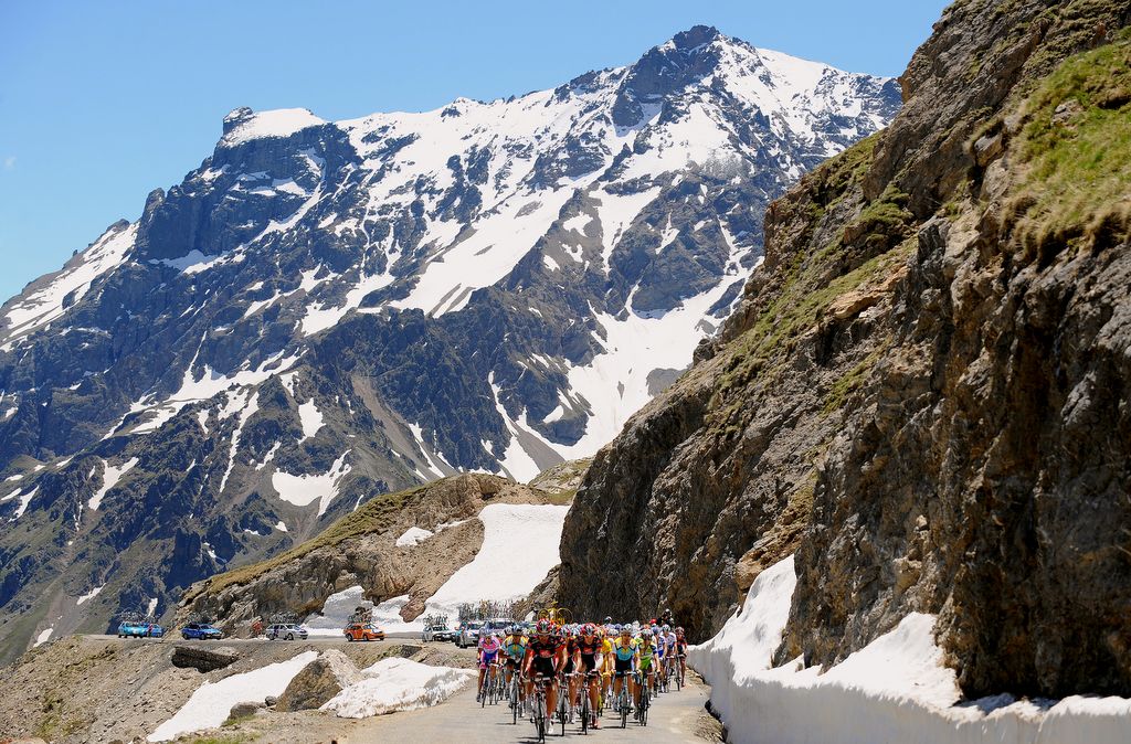 There was still plenty of snow around in June when the Dauphine peloton went over the Col du Galibier in 2009