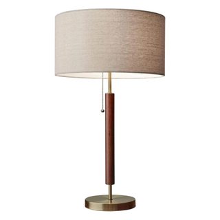 mid-century brass table lamp with pull switches