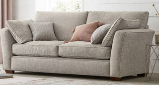 Next sofa in a beige grey with three scatter cushions