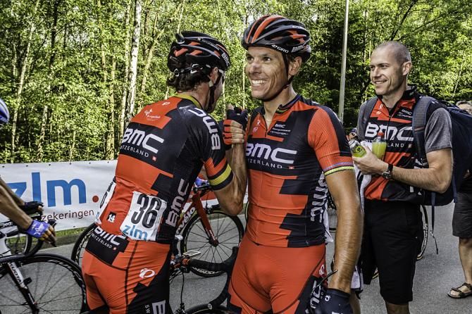 BMC Racing teammates celebrates the stage 3 victory