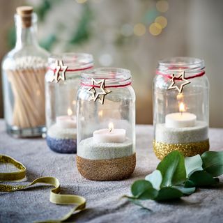Budget christmas decorating ideas glass jar lanterns