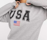 ASOS DESIGN, Sweatshirt with USA Print in Grey Marl, $13.05