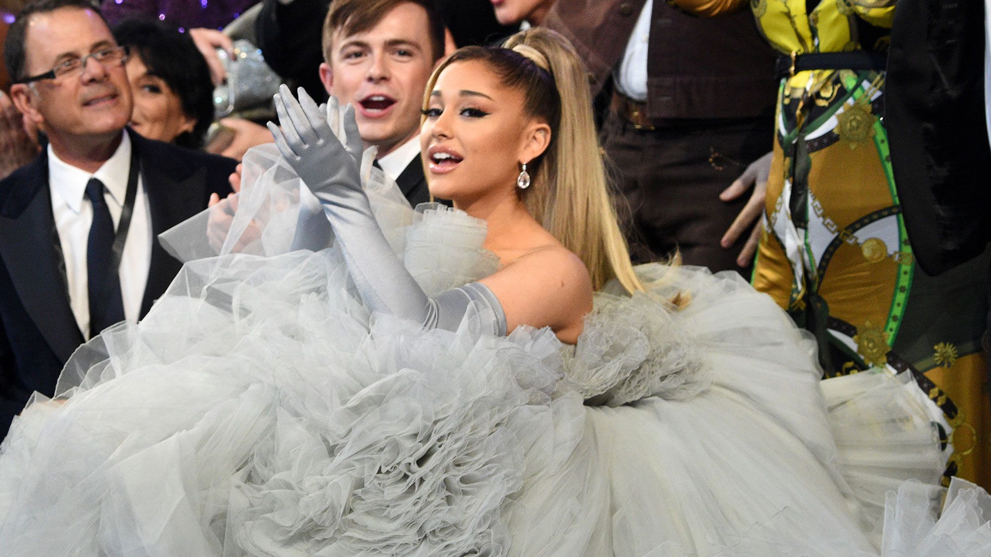 ariana grande grey dress met gala Ariana Grande at 2024 Met Gala: Dazzles in Pearly White Gown