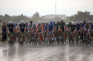 Torrential rain greeted the peloton on stage 1 of the Tour de San Luis.