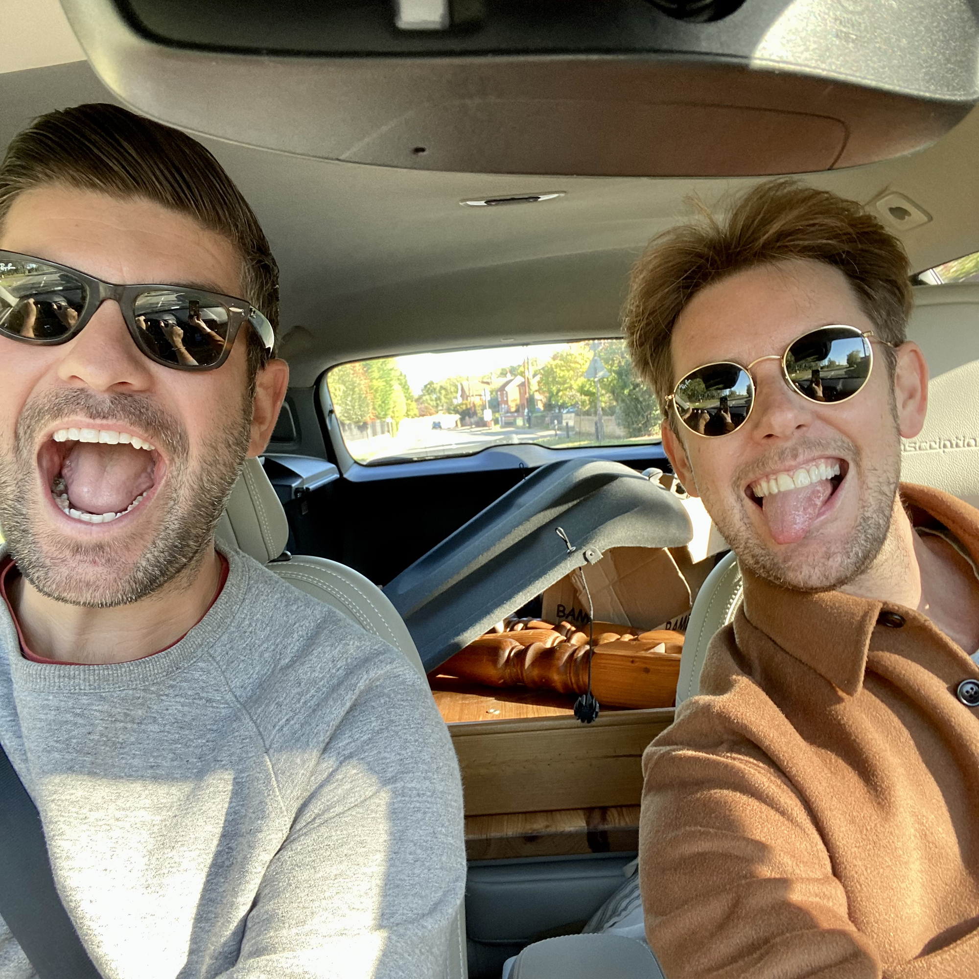 David and Andrew Harrison-Colley in their car