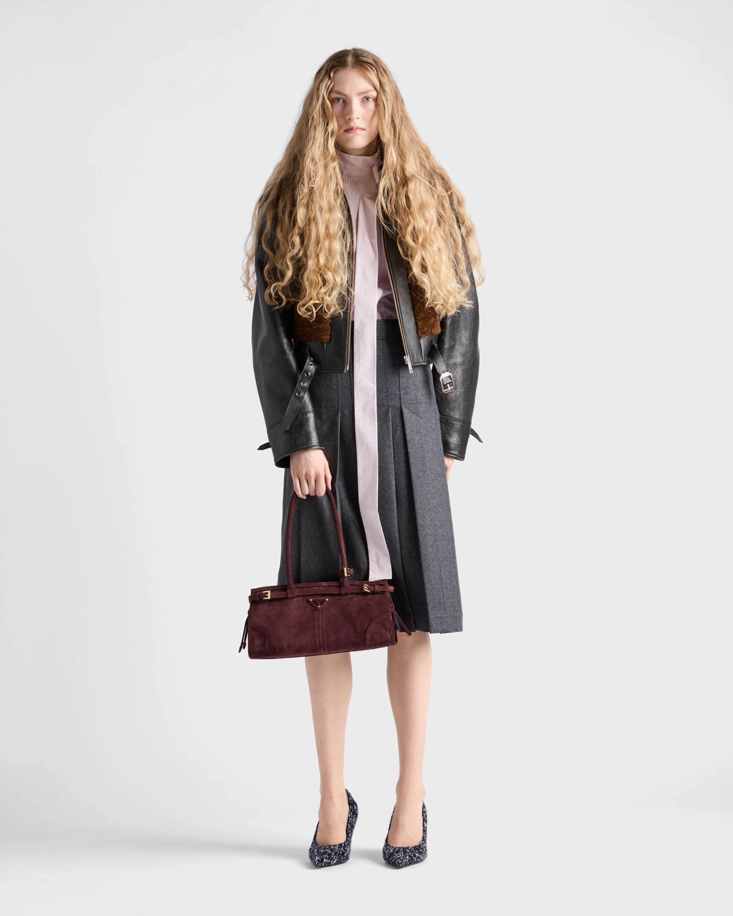 Pleated Flannel Skirt