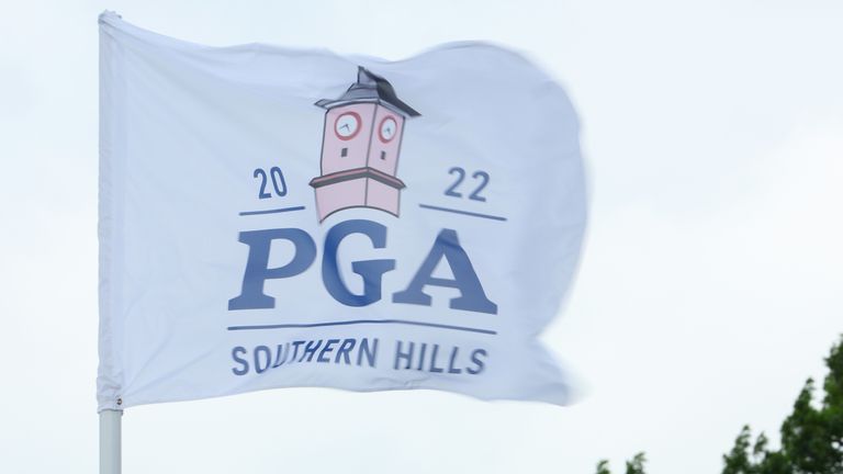 PGA Championship flag blowing in the wind