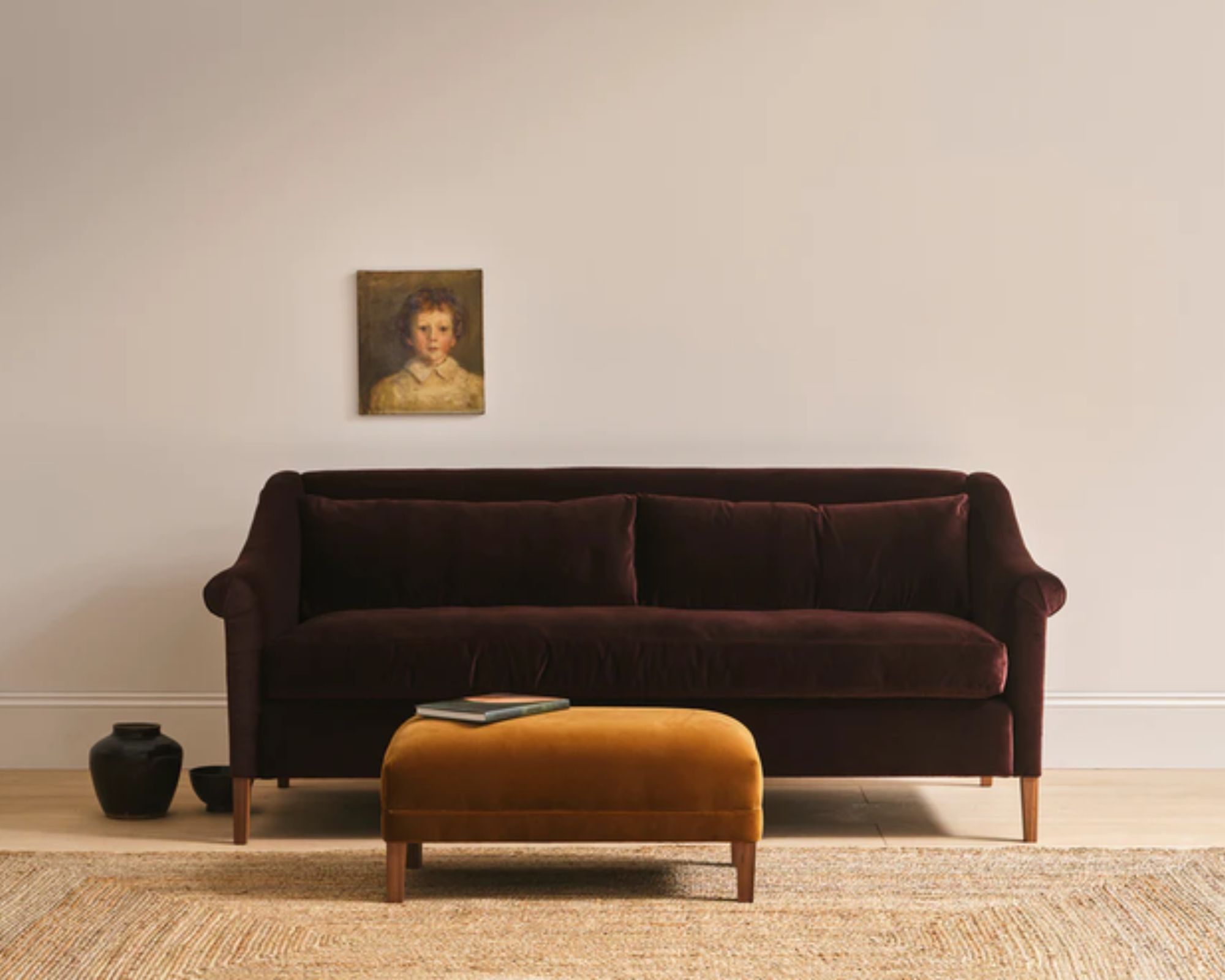 Red velvet sofa