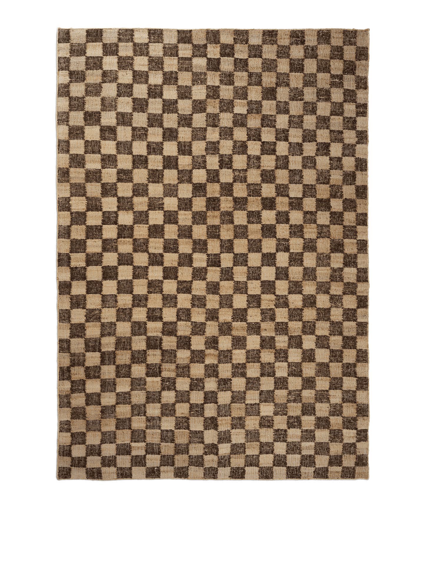 Check Wool Jute Rug - Coffee/natural