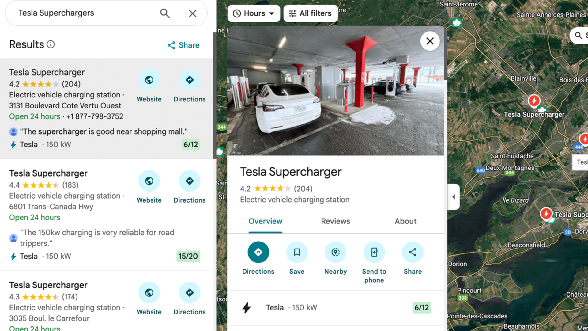 Tesla Live Supercharger Google