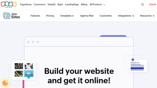 Website screenshot for Zoho Website Builder.